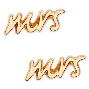 Kate Spade Say Yes Mrs Stud Earrings in Gold NWT